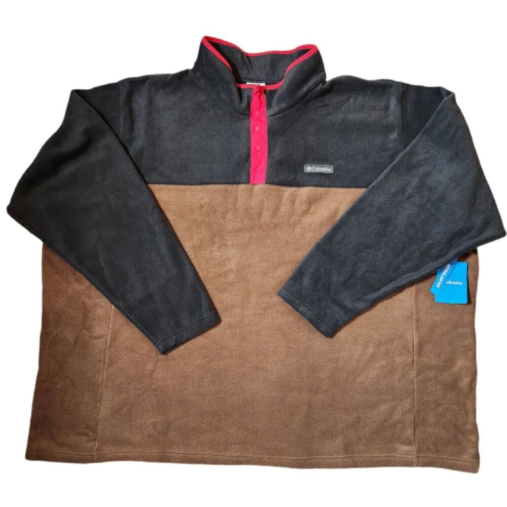 Columbia Steens Mountain Half Snap II Fleece Men’s 6X 6XL Brown Black